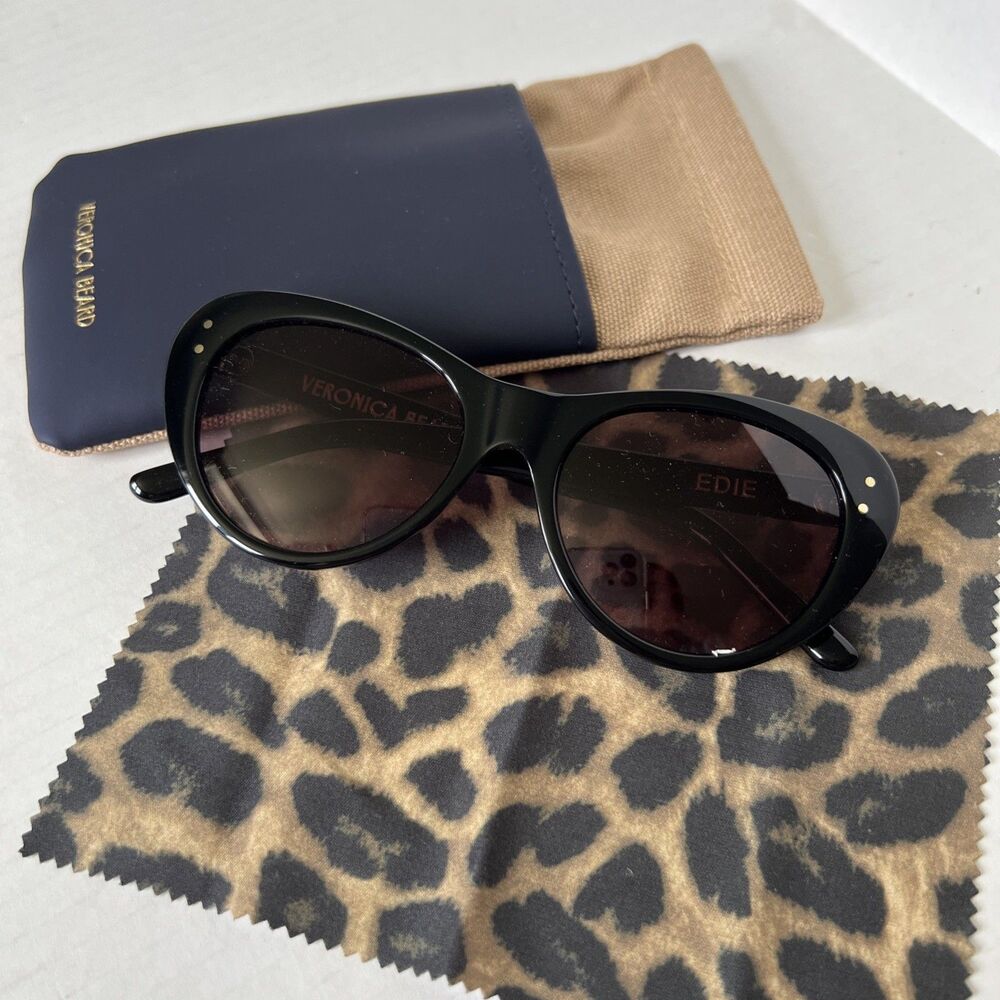 Veronica Beard Edie Cat-Eye Sunglasses Sunglasses Black NWB